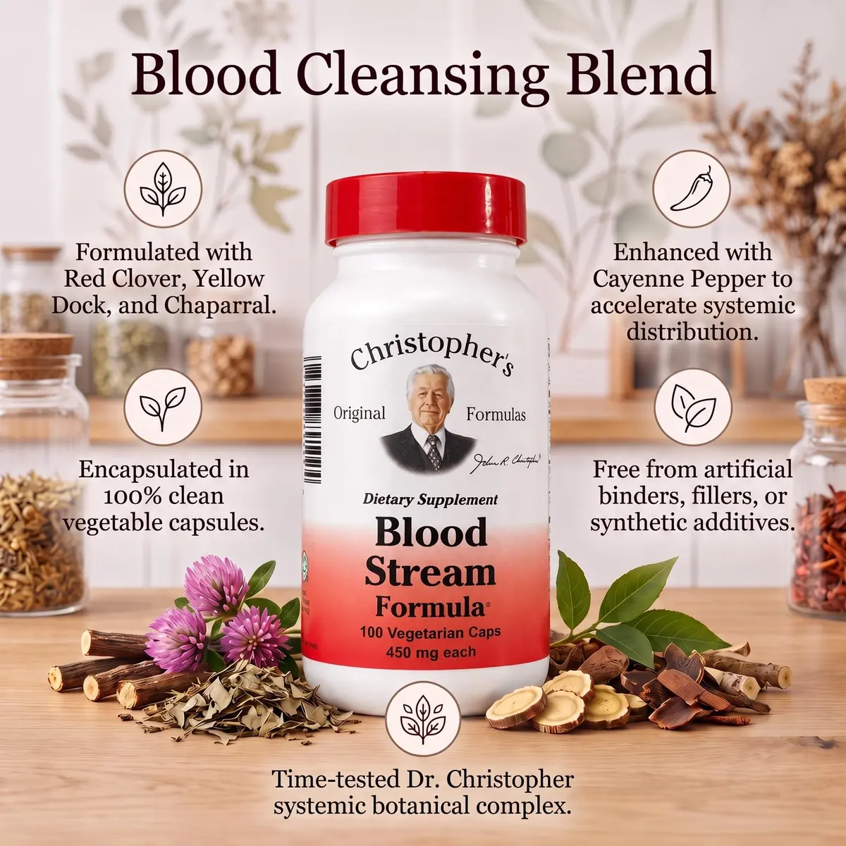 Christopher's Original Formulas Blood Stream Formula 100 Vegetarian Capsules | Supports Vein Elasticity & Blood Circulation - view 4