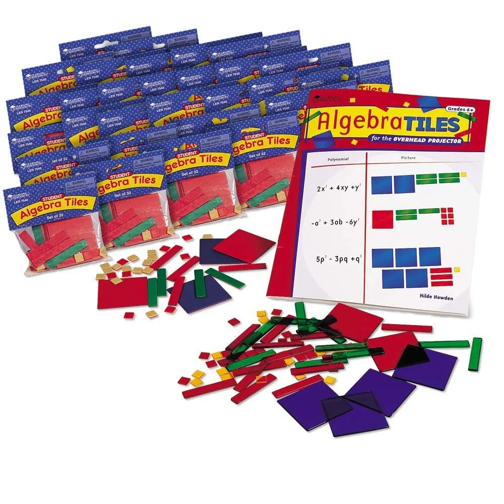 Learning Resources Algebra Tile Class Set for 30 Students | Math Manipulatives Workbook & Teacher Overhead Set - main product image