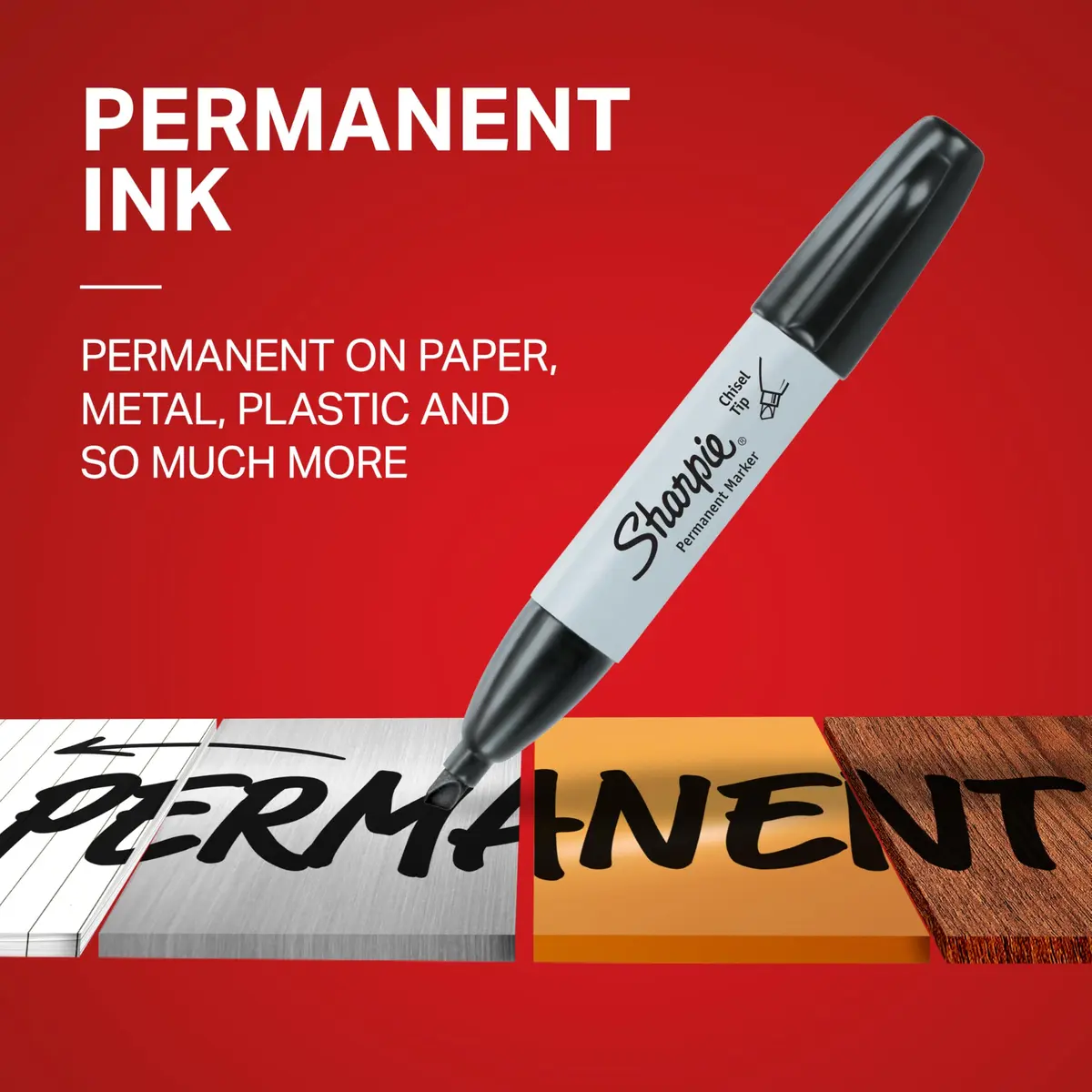 Sharpie Permanent Markers, Large, Chisel Tip, Black, 4 Count | Versatile & Durable Marking Pen - view 3