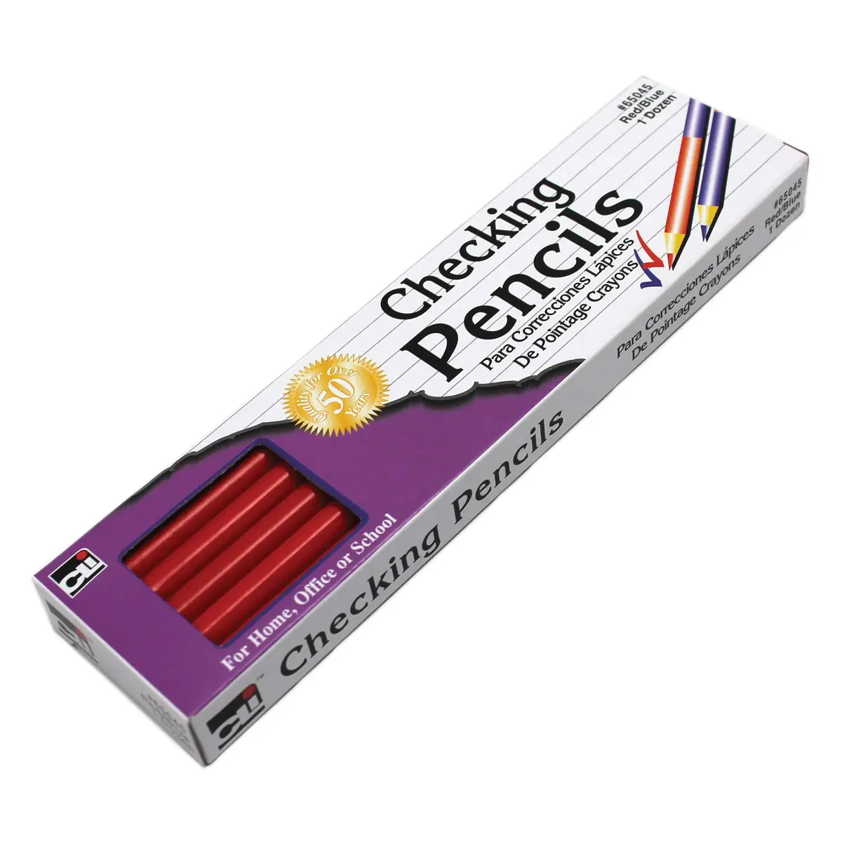 Charles Leonard Checking Pencil, Red & Blue Leads, 12/Box | Double-Sided, Non-Toxic, ASTM-D4236 - view 2