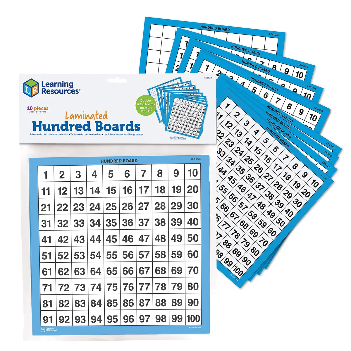 Learning Resources Laminated Hundred Boards, Set of 10 | Reusable Math Tools for Counting & Graphing in India - main product image