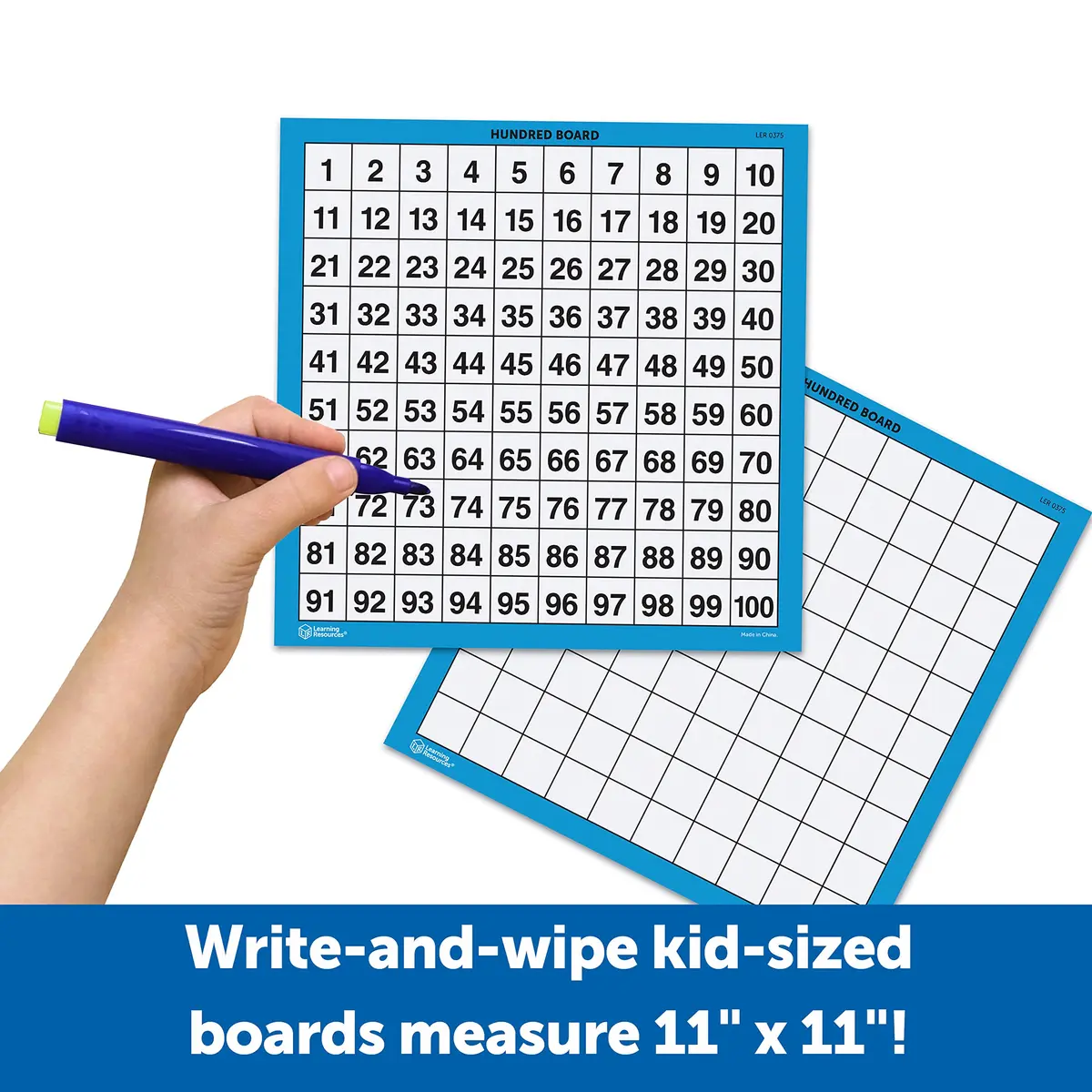 Learning Resources Laminated Hundred Boards, Set of 10 | Reusable Math Tools for Counting & Graphing in India - view 3