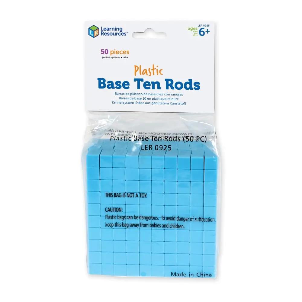 Learning Resources Plastic Base Ten Flats | Durable Math Manipulatives for Ages 6+ — Set / Base Ten Rods - main product image