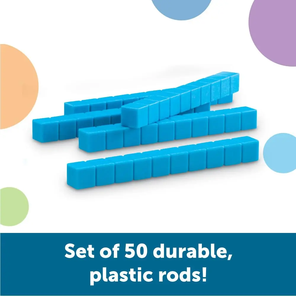 Learning Resources Plastic Base Ten Flats | Durable Math Manipulatives for Ages 6+ — Set / Base Ten Rods - view 2