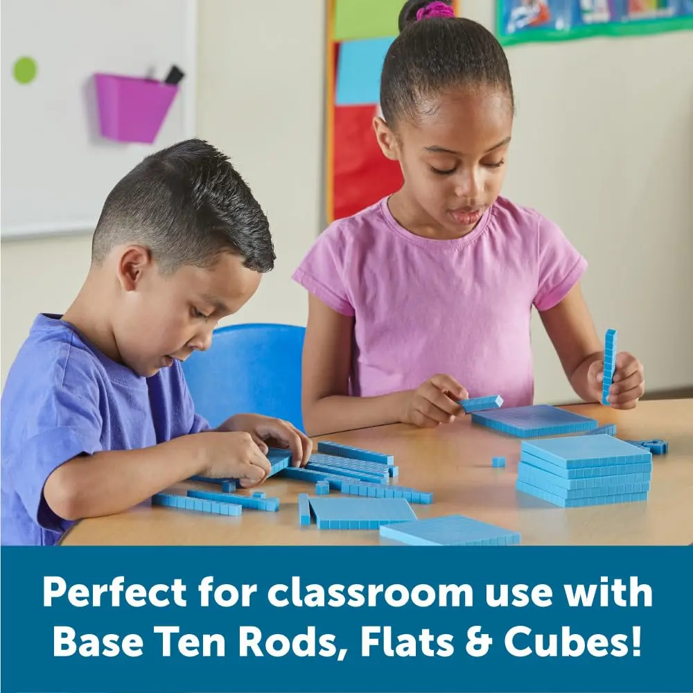 Learning Resources Plastic Base Ten Flats | Durable Math Manipulatives for Ages 6+ — Set / Base Ten Rods - view 3