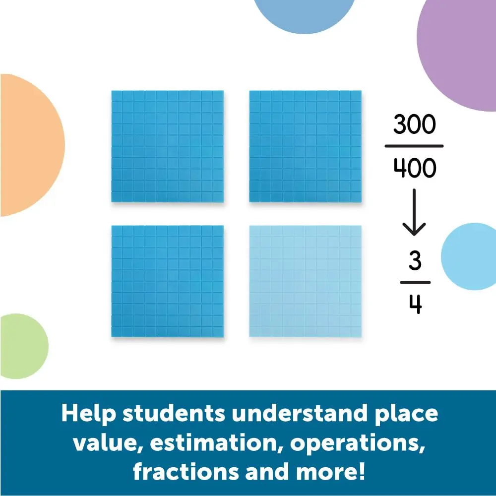 Learning Resources Plastic Base Ten Flats | Durable Math Manipulatives for Ages 6+ - view 5