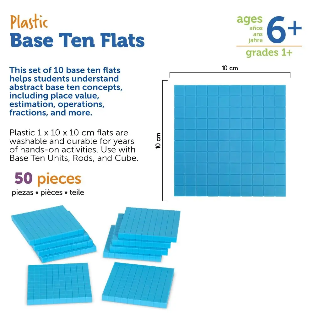Learning Resources Plastic Base Ten Flats | Durable Math Manipulatives for Ages 6+ - view 7