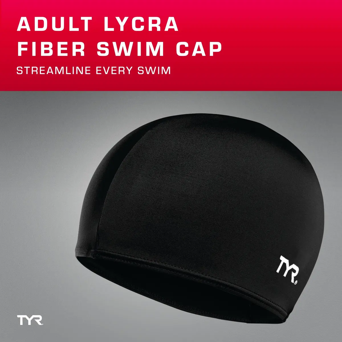 TYR Lycra Fiber Adult Swim Cap for Women and Men - Recreational and Training Cap with UPF 50+ Sun Protection (Black, One Size) - view 2