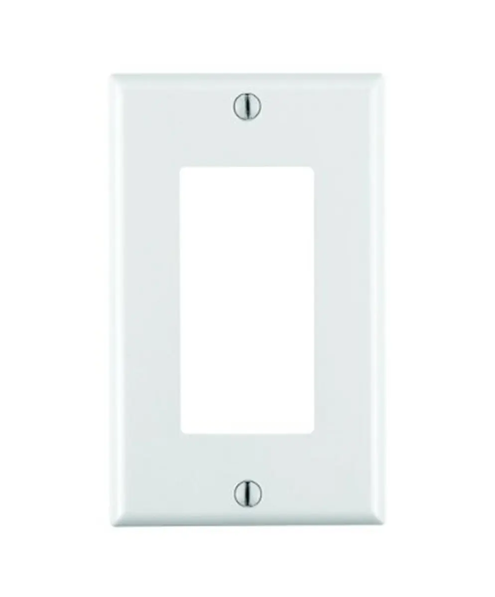 Leviton 1-Gang Decora/GFCI Wallplate, Standard Size, Thermoset, White | Heavy-Duty, High-Dielectric Cover - main product image