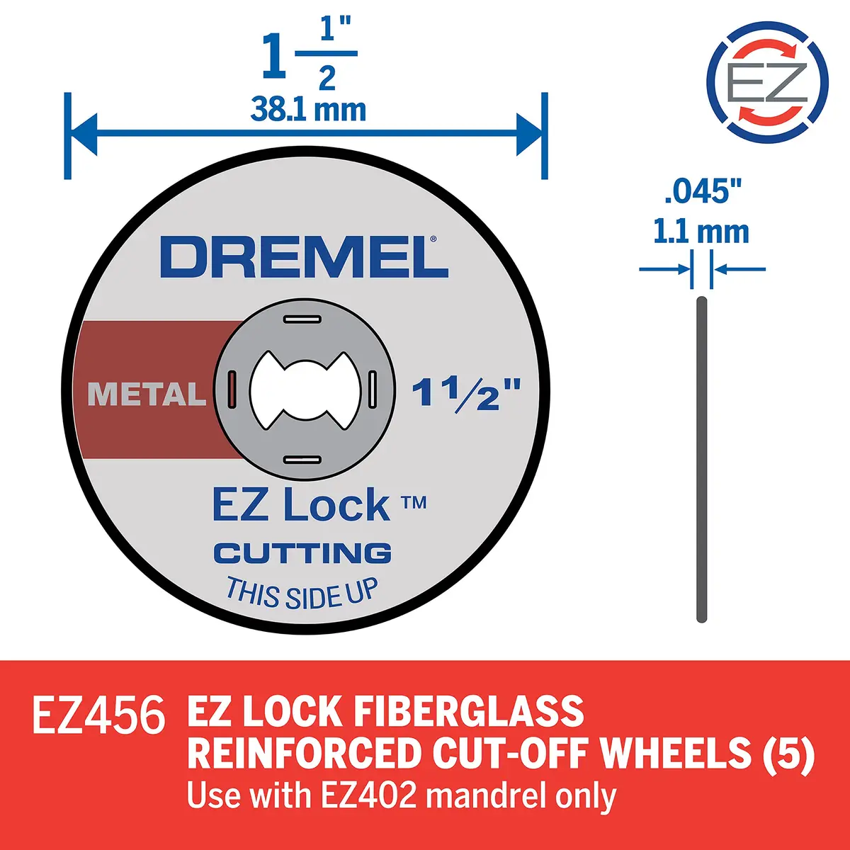 Dremel EZ456 1.5-Inch Fiberglass Reinforced Cut-off Wheel | Metal & Plastic Cutting Disc - view 3