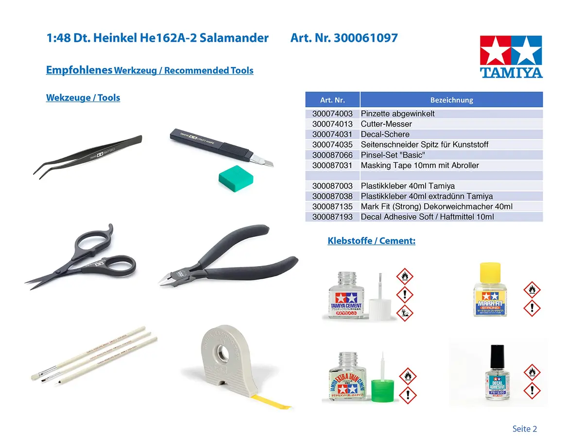Tamiya Heinkel He 162A-2 Salamander Model Kit | 1/48 Scale Aircraft with Engine Replica - view 5