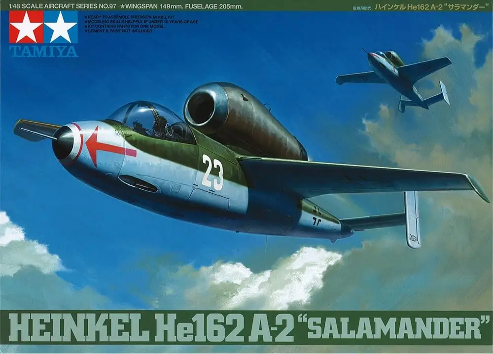 Tamiya Heinkel He 162A-2 Salamander Model Kit | 1/48 Scale Aircraft with Engine Replica - view 2