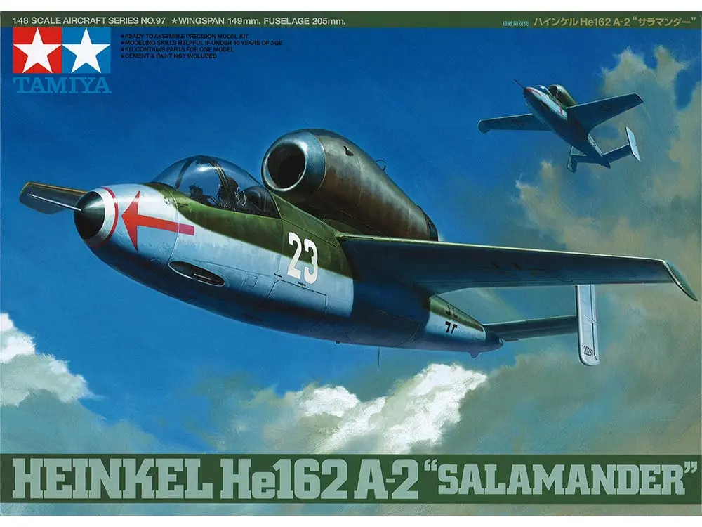 Tamiya Heinkel He 162A-2 Salamander Model Kit | 1/48 Scale Aircraft with Engine Replica - view 3