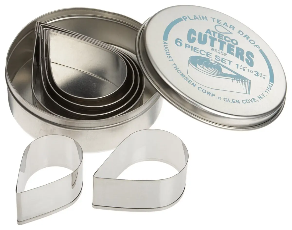 Ateco Cookie Cutter Set in Graduated Tear Drop Shapes | Stainless Steel, 6 Pc - main product image