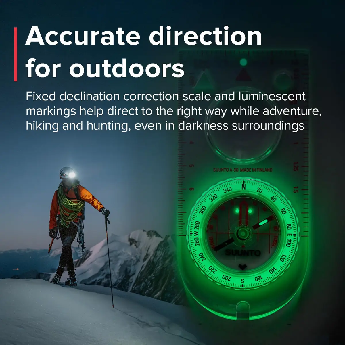 SUUNTO A-30 NH USGS Compass, SS012100013 | Compact, Accurate, for Hiking & Orienteering - view 6