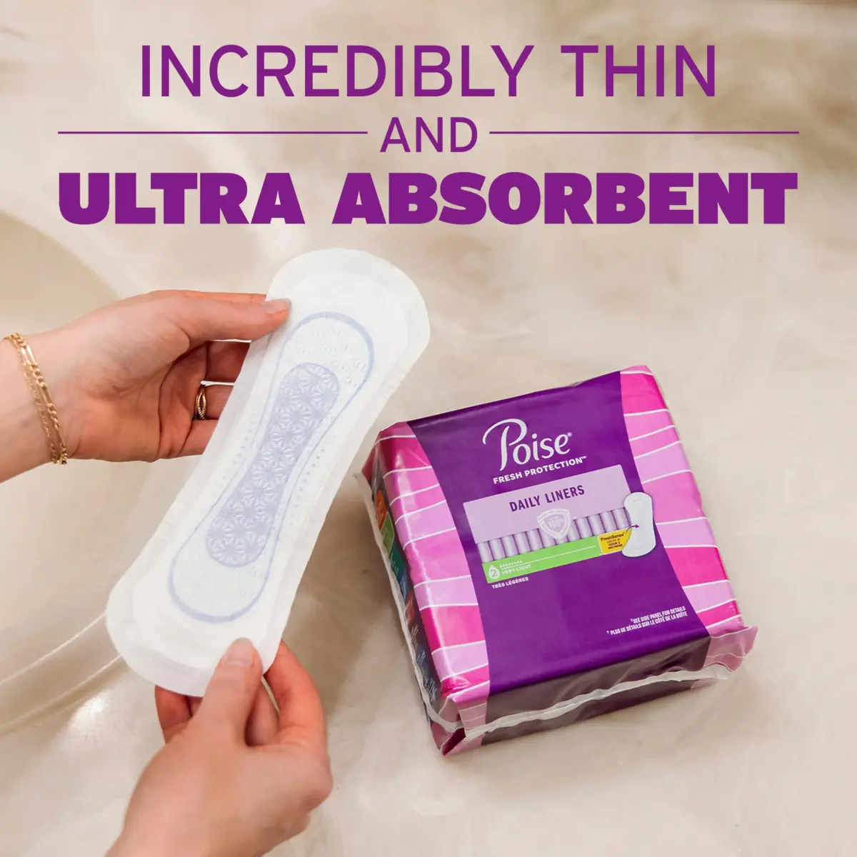 Poise Daily Liners Very Light Absorbency Long Length 264 Count | USA Imported Incontinence Protection - view 6
