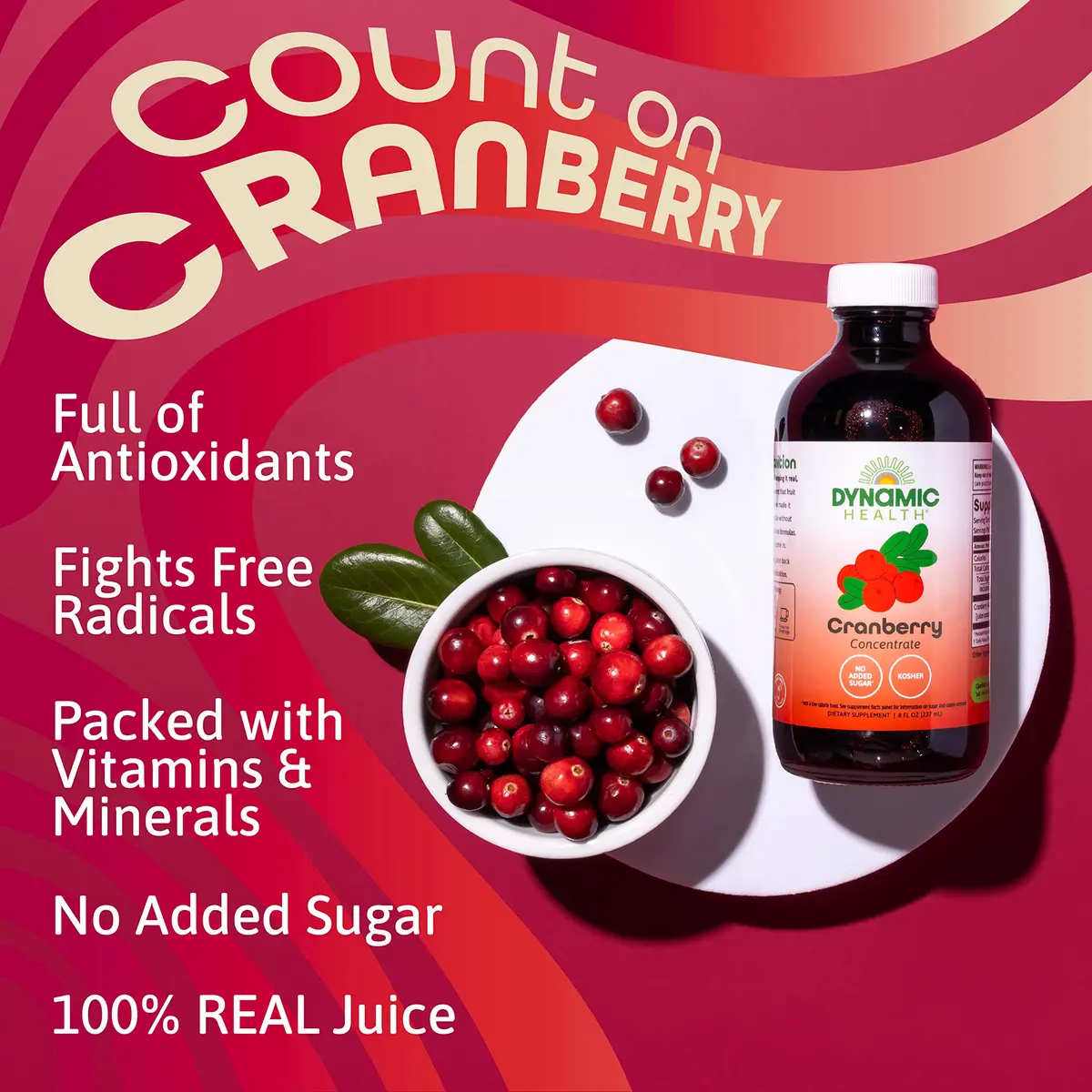 Dynamic Health 100% Cranberry Juice Concentrate, 8 fl oz | Antioxidant & Urinary Support, No Added Sugar - view 3