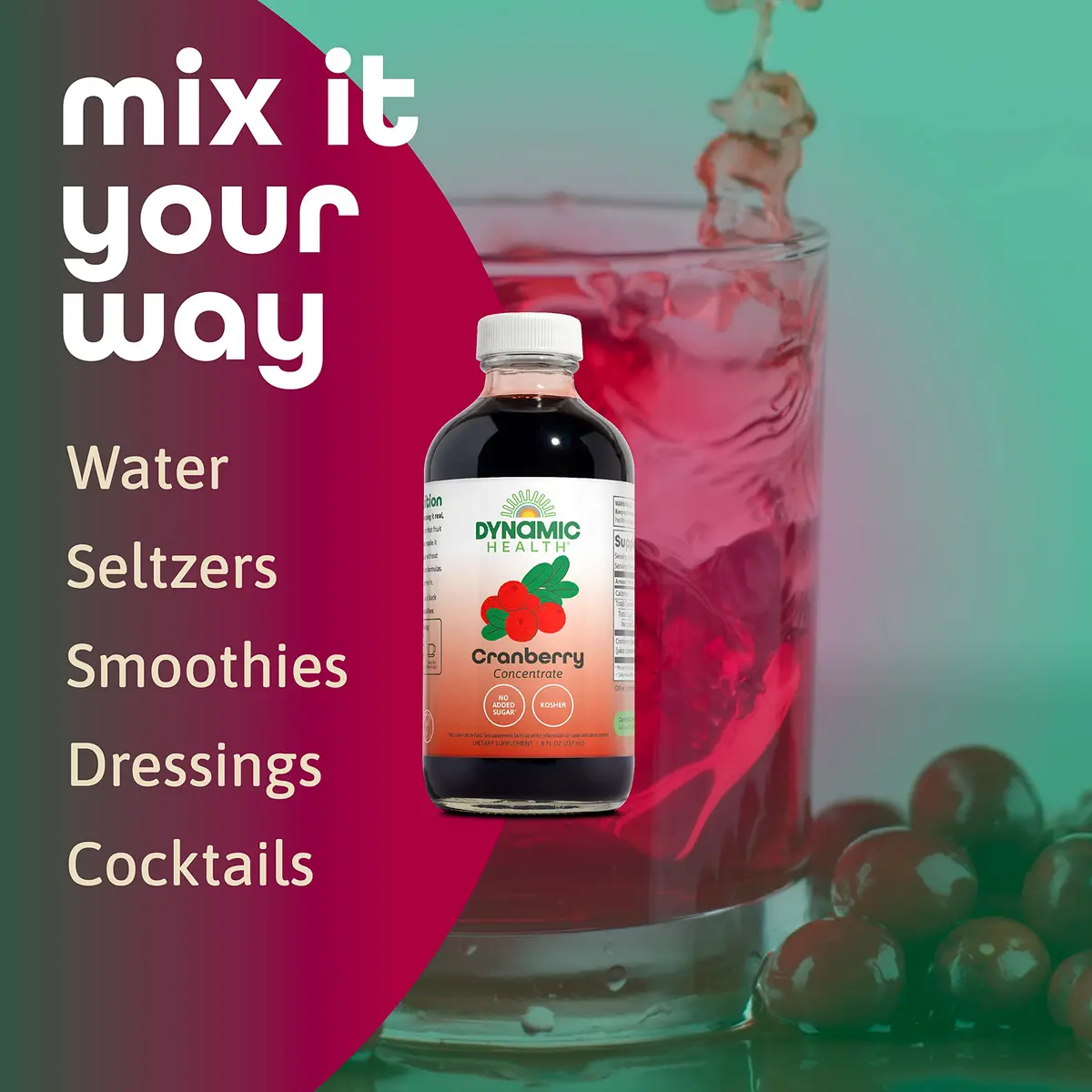 Dynamic Health 100% Cranberry Juice Concentrate, 8 fl oz | Antioxidant & Urinary Support, No Added Sugar - view 4