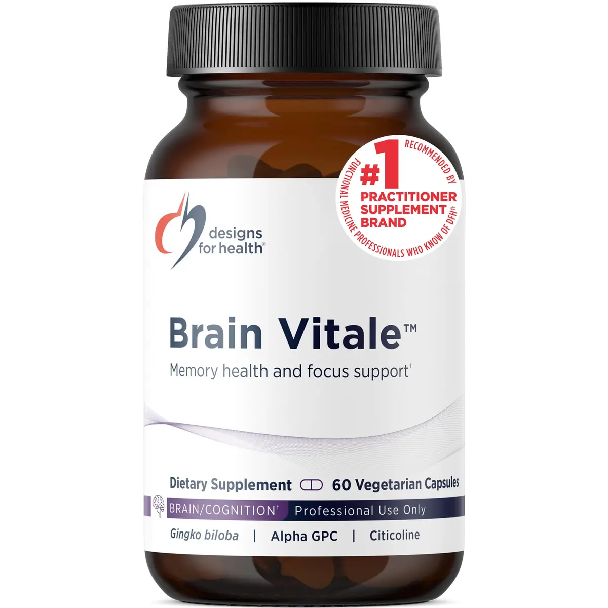 Designs for Health Brain Vitale Supports Focus 60 Capsules | Cognitive & Brain Support - main product image