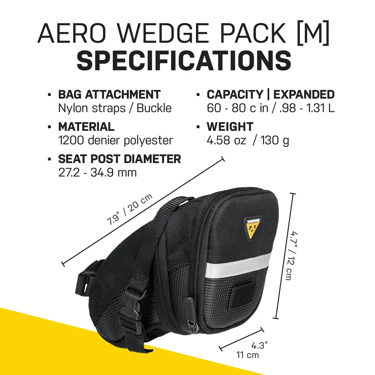 Topeak Aero Wedge Strap Mount Medium Bike Saddle Bag | 1.31L Expandable Storage - view 7