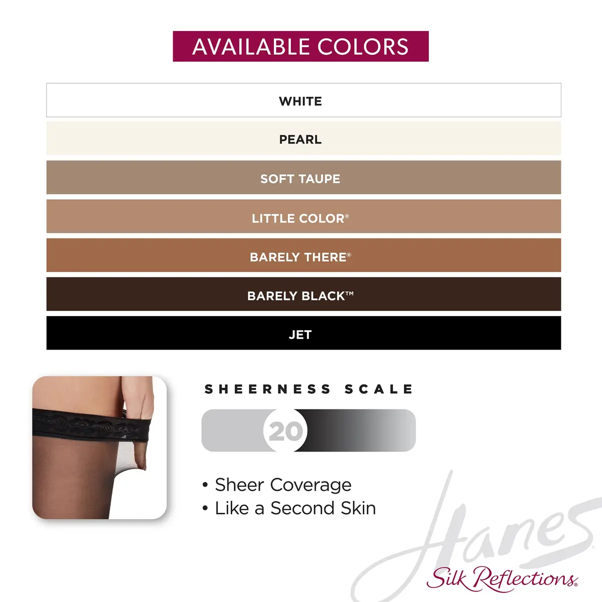 Hanes Silk Reflections Sheer Toe Thigh Highs Size EF | Silky Sheer Finish, Stay-Put Band, Sheer Toe (70-120 chars) - view 5