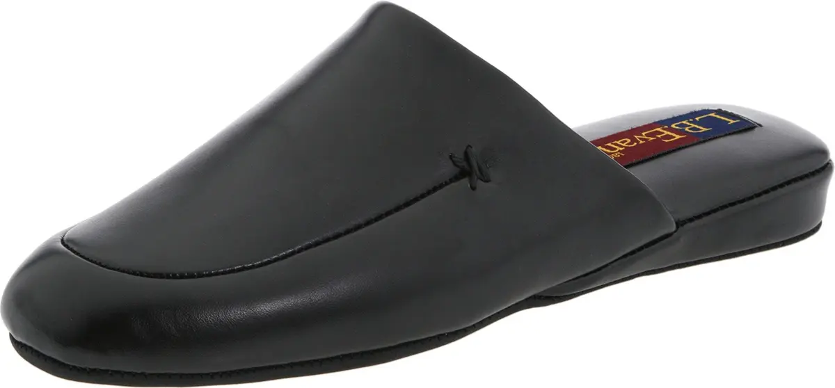 L.B. Evans Duke Scuff Black Leather Clog/Mule 11.5 EEE | Classic Leather Comfort for Men - main product image