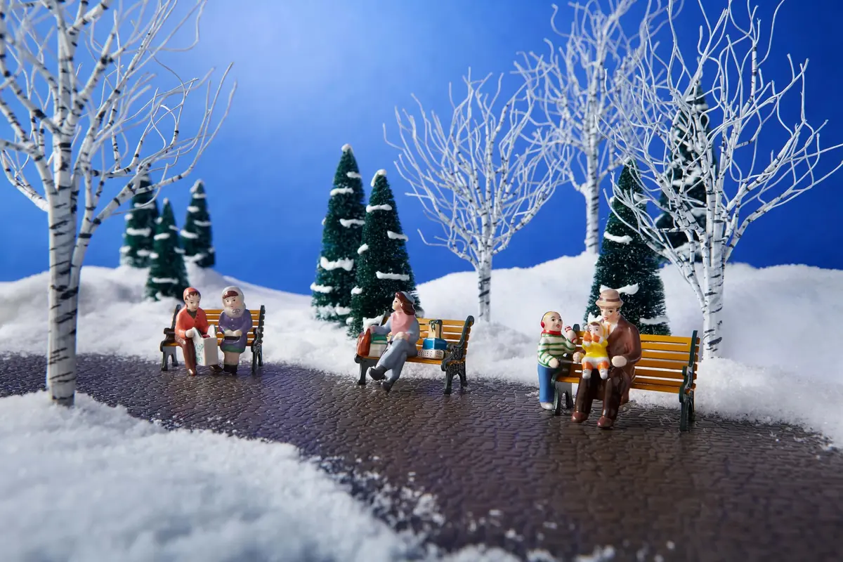 Department 56 Original Snow Village Accessories People Sitting Figurine Set 2.25" H x 0.7" W x 2" L | Hand-Painted Resin for Holiday Decor - view 9