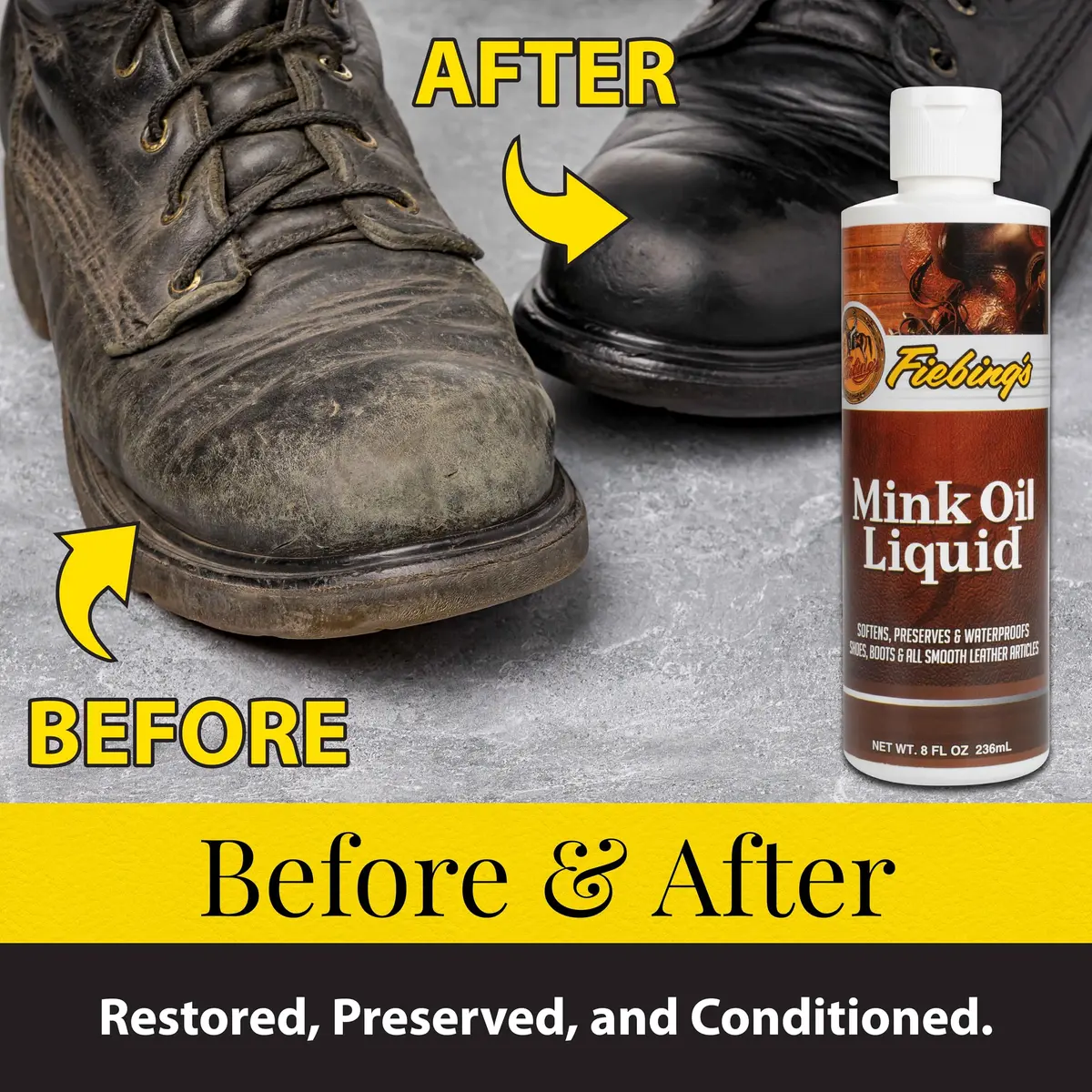 Fiebing's Liquid Mink Oil for Leather Boots 8 oz | Waterproof Leather Conditioner & Cleaner - view 4