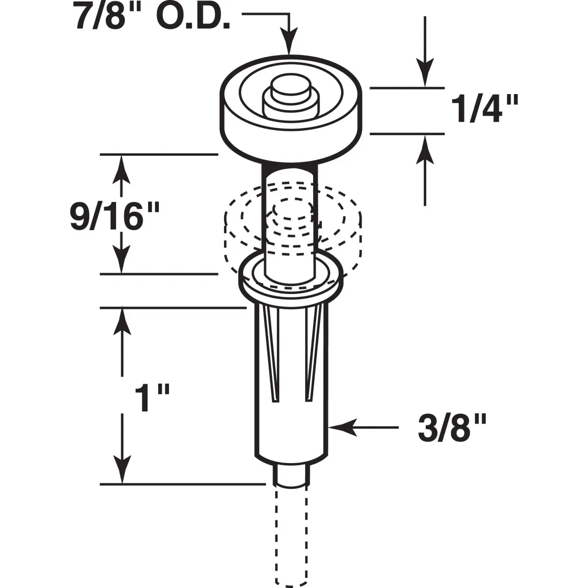 PRIME-LINE N 6703 7/8 In. Nylon Bi-Fold Closet Spring-Loaded Top Roller Guide (2 Pack, 2.35 cm Wheel) - view 2