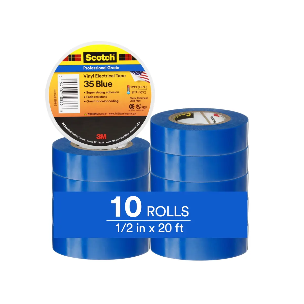 3M Scotch Electrical Tape 35 1/2 in x 20 ft | UV-Resistant, Flame Retardant, 600V - main product image