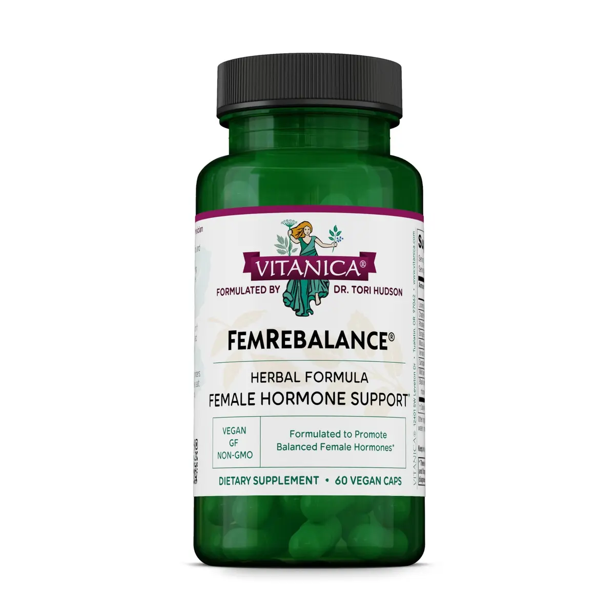 Vitanica FemRebalance, Hormone Balance Support, Vegan, 60 Capsules | Supports Female Hormonal Health Naturally - main product image