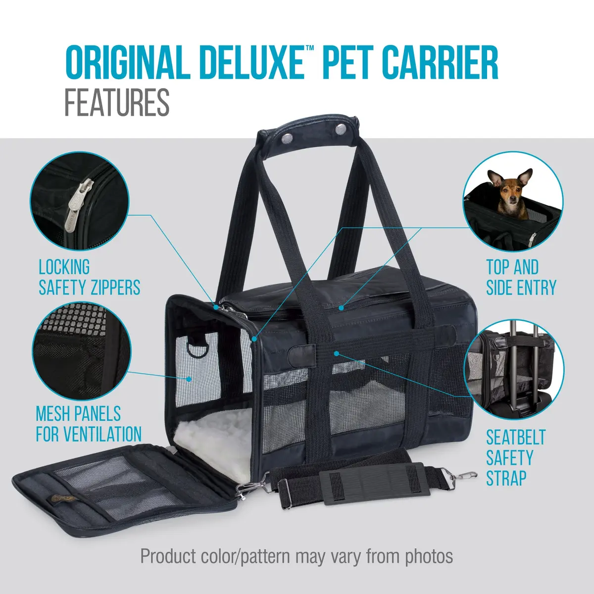 Sherpa Original Deluxe Travel Pet Carrier, Airline Approved & Guaranteed On Board - Black, Medium - view 7