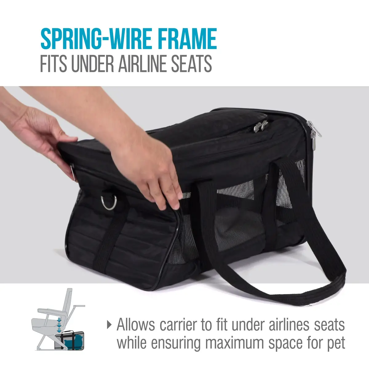 Sherpa Original Deluxe Travel Pet Carrier, Airline Approved & Guaranteed On Board - Black, Medium - view 8