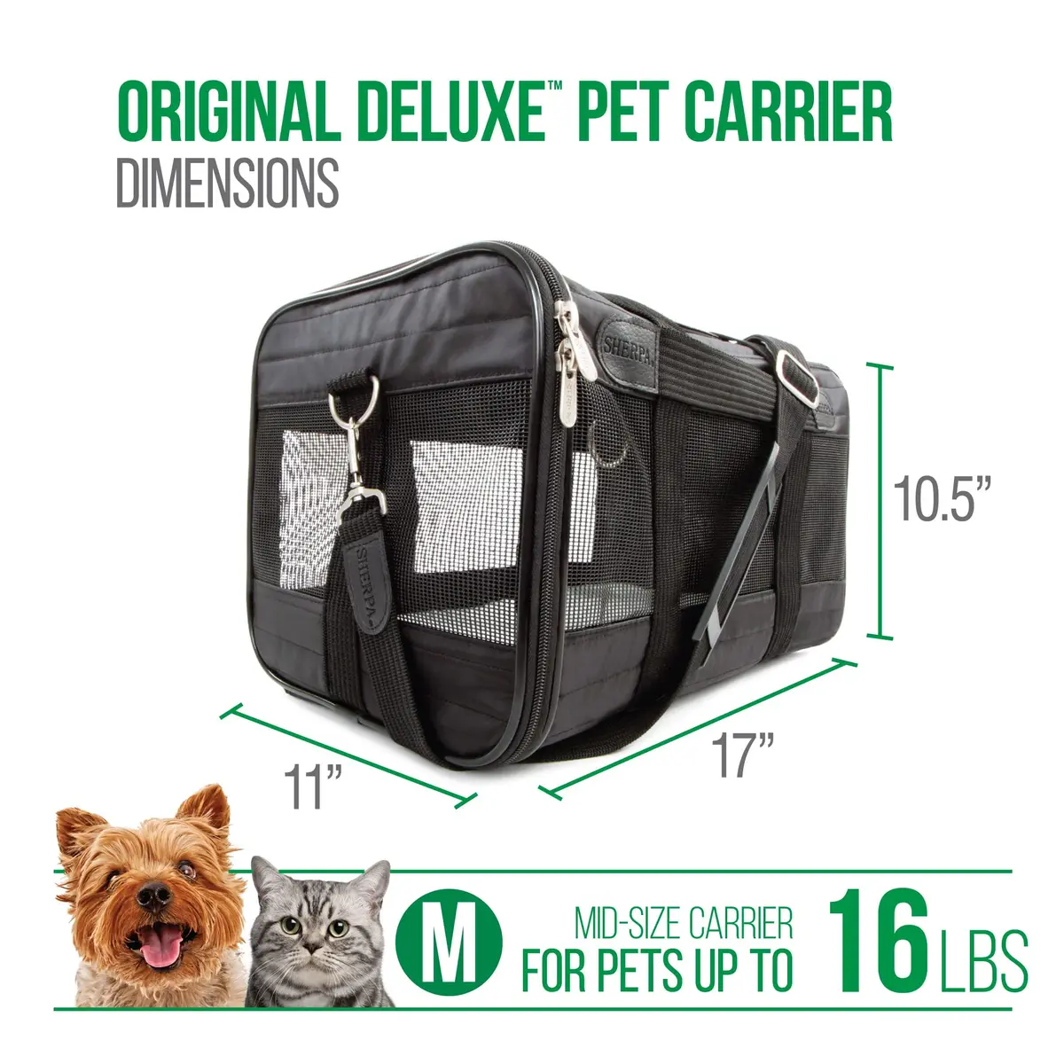 Sherpa Original Deluxe Travel Pet Carrier, Airline Approved & Guaranteed On Board - Black, Medium - view 3