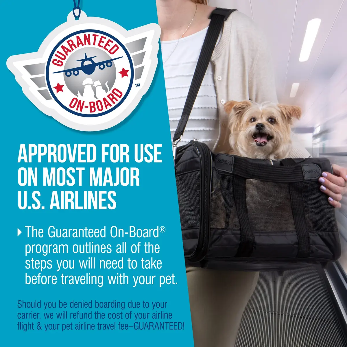 Sherpa Original Deluxe Travel Pet Carrier, Airline Approved & Guaranteed On Board - Black, Medium - view 4