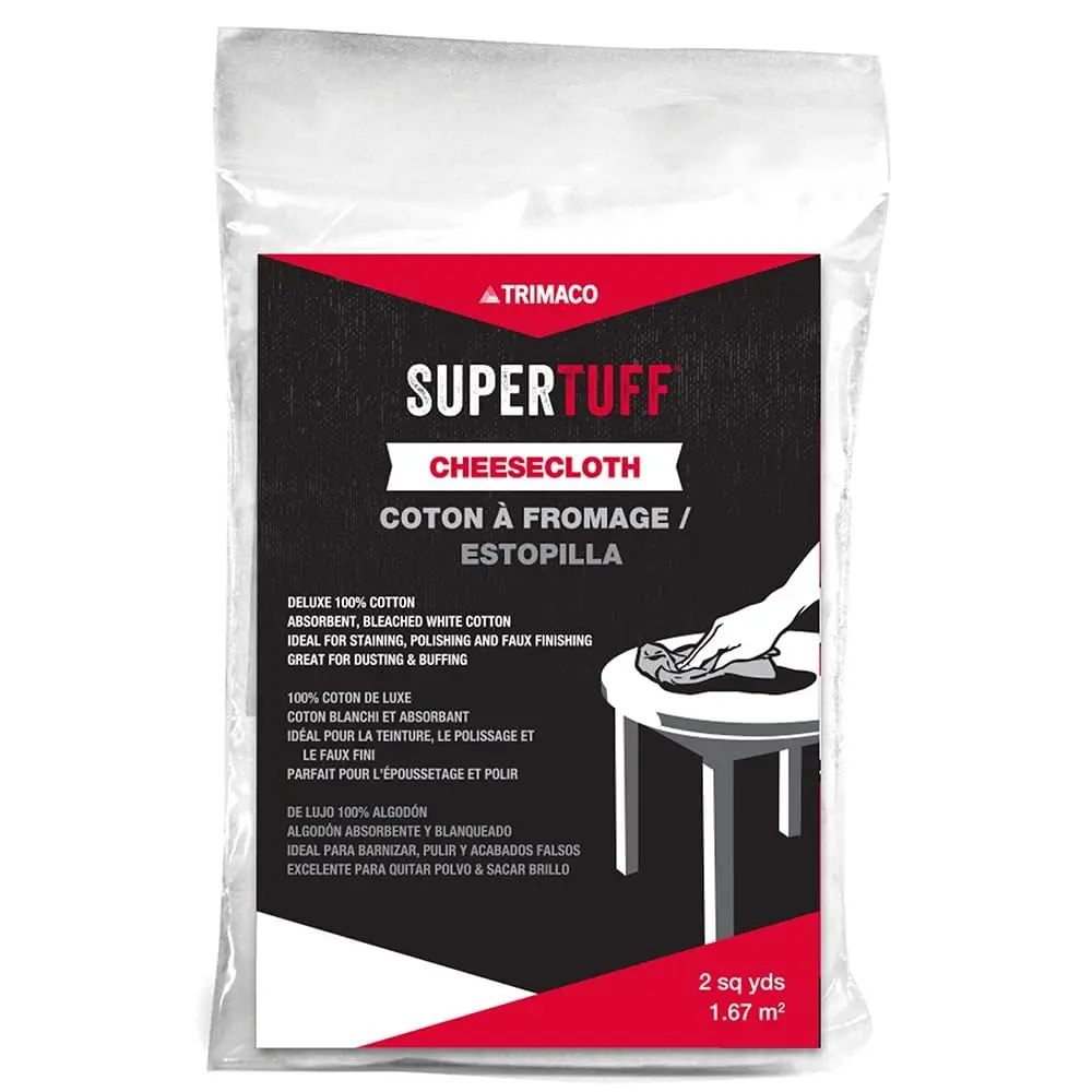 Trimaco SuperTuff 100% Cotton Bleached Cheesecloth 2 sq yd | Lint-Free, Versatile for Crafts & Painting - main product image