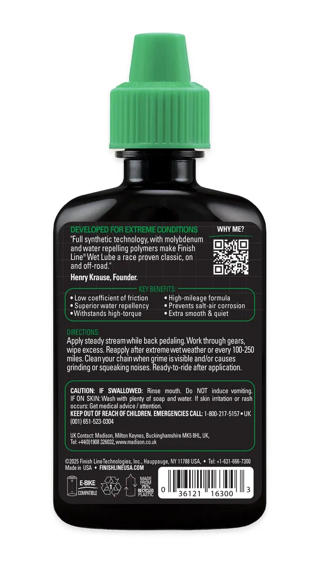 Finish Line Wet Bike Chain Lubricant 2 oz | Water-Resistant Drivetrain Protection - view 3