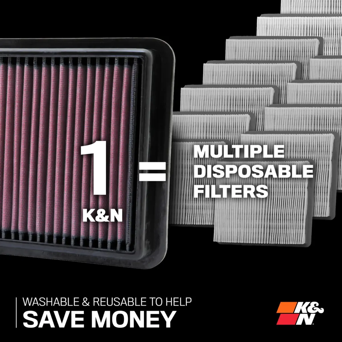 K&N High-Flow Engine Air Filter 33-2342 | Increase Power, Washable, Lifetime Use for Honda Civic 2006-2011 - view 2