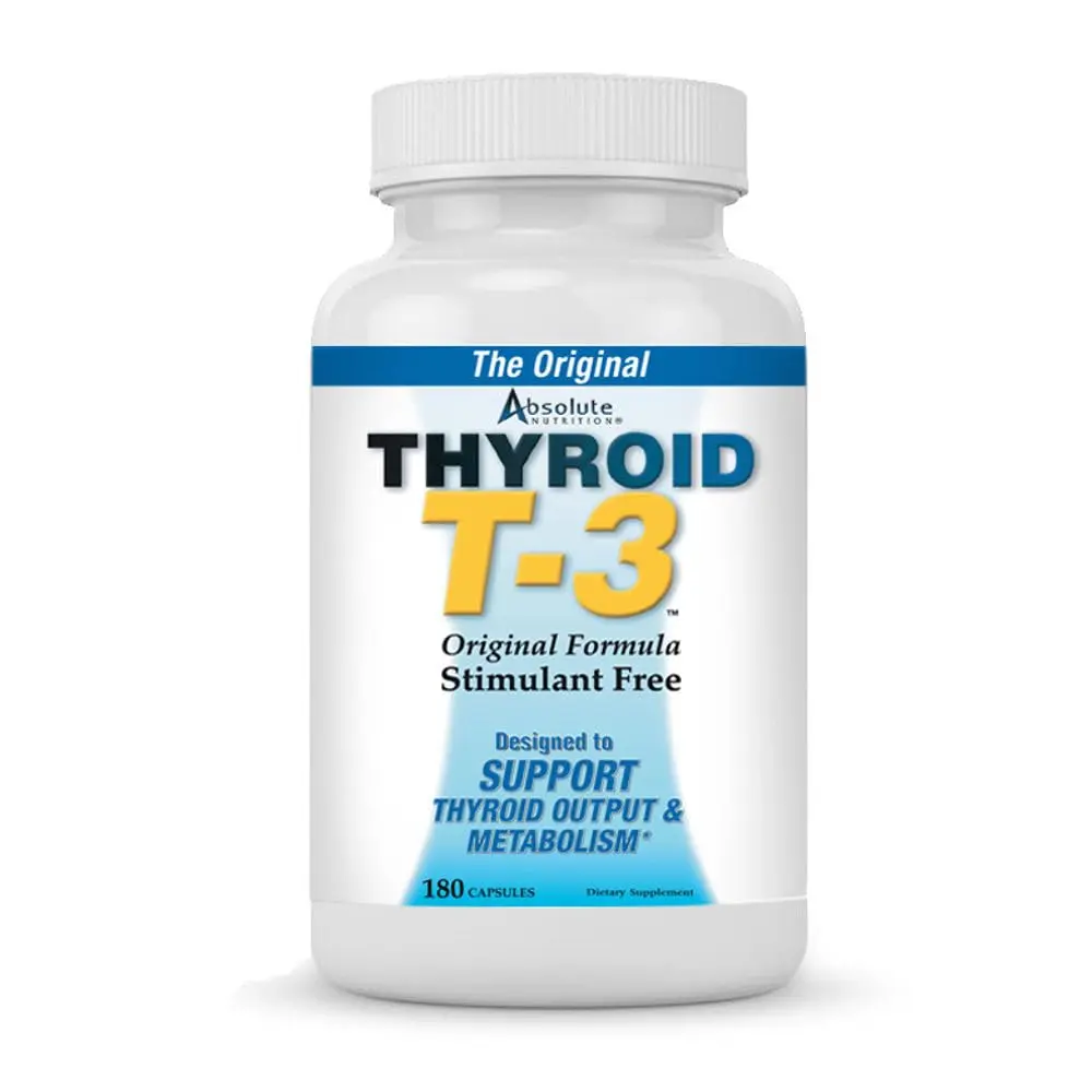 Absolute Nutrition Thyroid T-3 Support Capsules 180 | Supports Healthy Thyroid Function - main product image