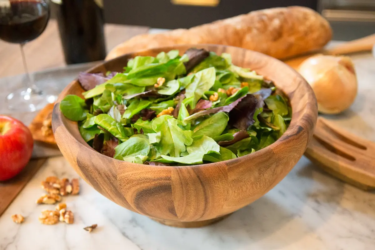 Ironwood Gourmet Acacia Wood Salad Bowl, Large 30.48cm (12") x 13.97cm (5.5") Salinas Fruit & Salad Bowl | Handcrafted Natural Wood Centerpiece - view 2
