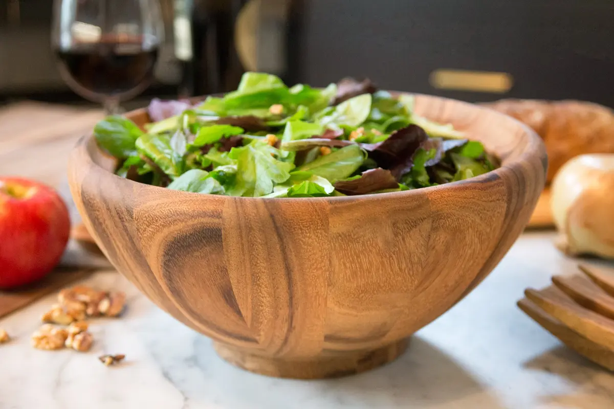 Ironwood Gourmet Acacia Wood Salad Bowl, Large 30.48cm (12") x 13.97cm (5.5") Salinas Fruit & Salad Bowl | Handcrafted Natural Wood Centerpiece - view 4