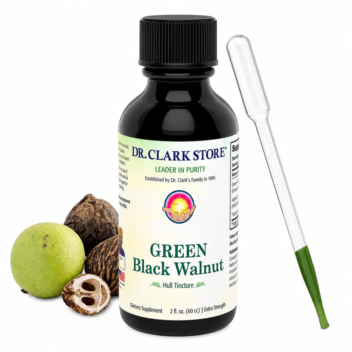Dr Clark Store Green Black Walnut Hull Tincture 60ml (2 Fl Oz) | Supports Intestinal Microbial Balance - main product image