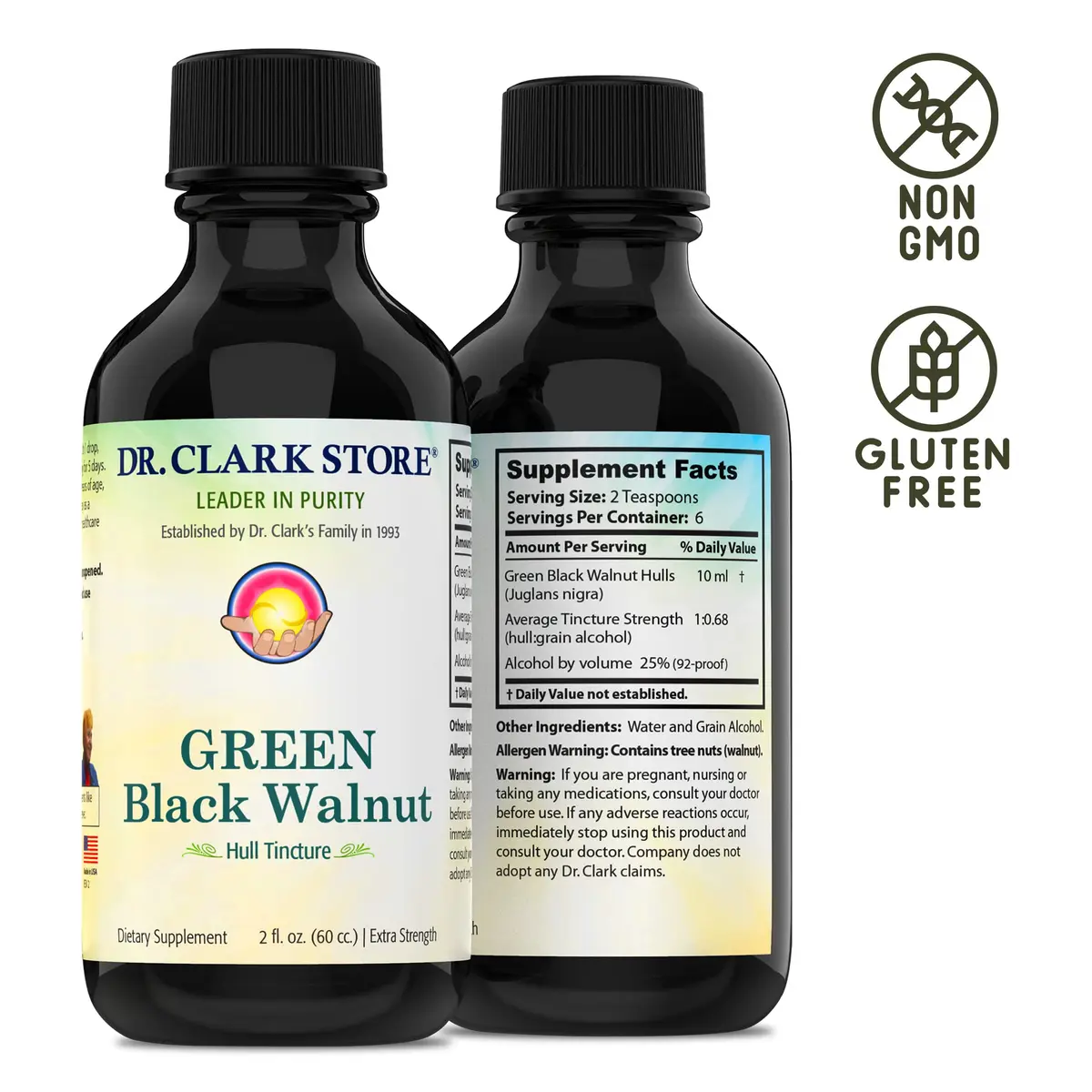 Dr Clark Store Green Black Walnut Hull Tincture 60ml (2 Fl Oz) | Supports Intestinal Microbial Balance - view 3
