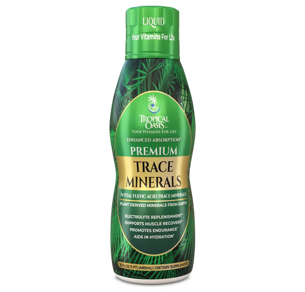 Tropical Oasis 16 oz Nutritional Supplement | 74 Organic Plant-Based Trace Minerals, Up to 96% Absorption - main product image