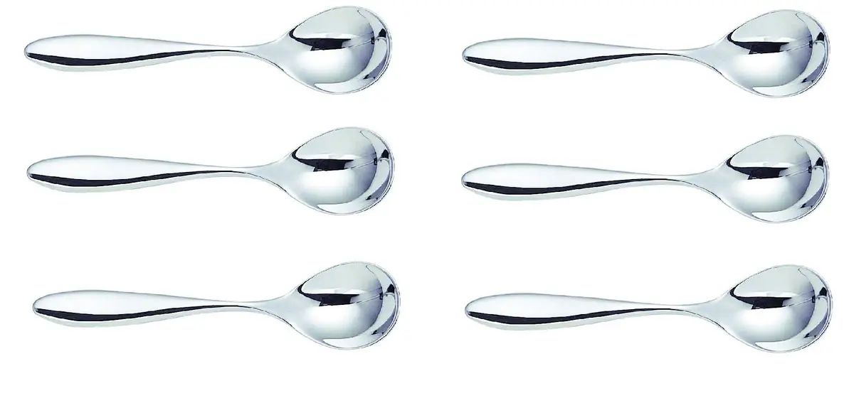 Alessi Mami Tea Spoon Set of 6 | Silver, Mirror Polished, Dishwasher Safe - main product image