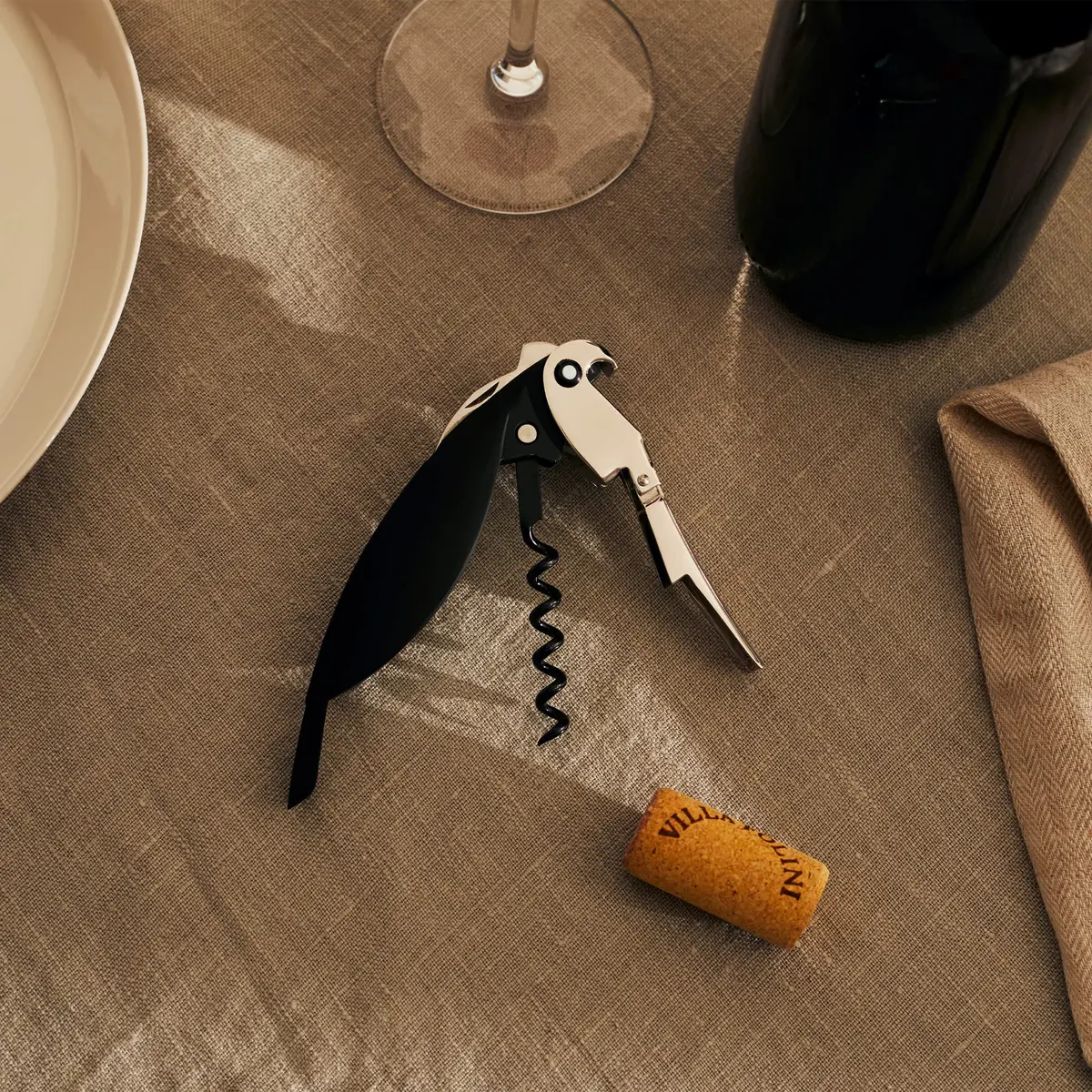 Alessi Parrot Sommelier Corkscrew Black | Designer Alessandro Mendini Cast Aluminum & PC - view 5