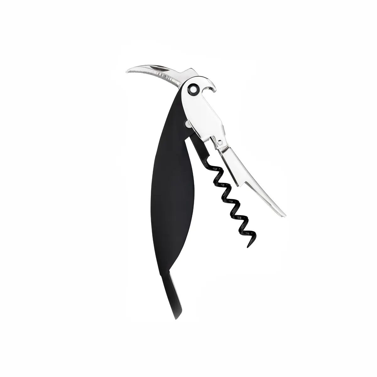 Alessi Parrot Sommelier Corkscrew Black | Designer Alessandro Mendini Cast Aluminum & PC - view 2