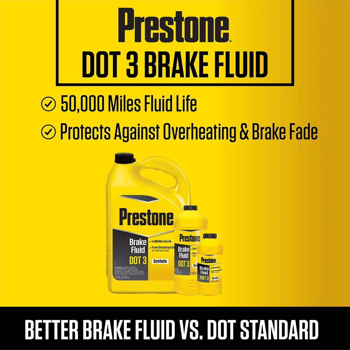 Prestone DOT 3 Synthetic Brake Fluid 12 oz. | High Boiling Point, 50,000 Mile Life, Water Absorption Resistance - view 3