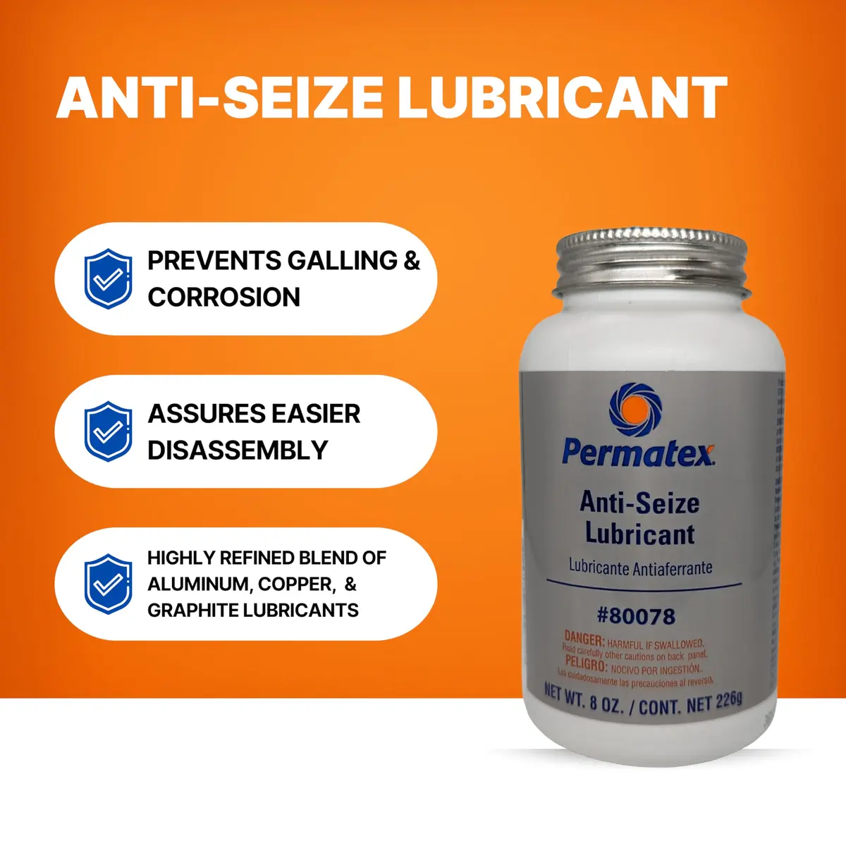 Permatex 80078 Anti-Seize Lubricant with Brush Top Bottle, 236ml (8 fl oz) | High Temp Up to 1600°F - view 3