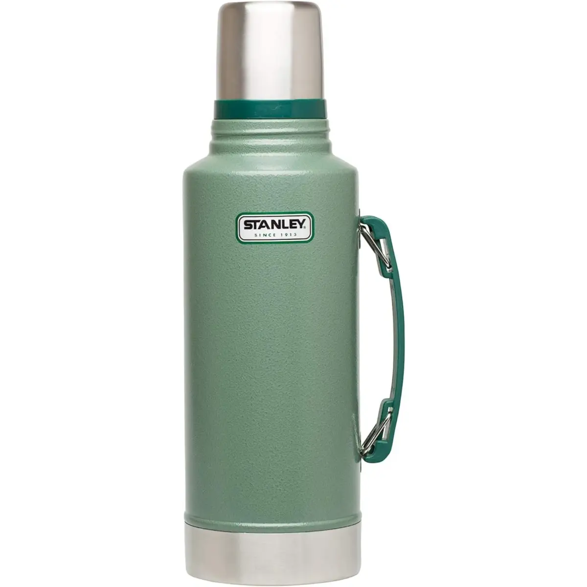 Stanley Heritage Classic Vacuum Bottle with Handle 2 qt (1.89 L) | Leakproof Cup Lid | Keep Drinks Hot or Cold for Travel | Insulated Stainless Steel Thermal Bottle | Hammertone Green - main product image